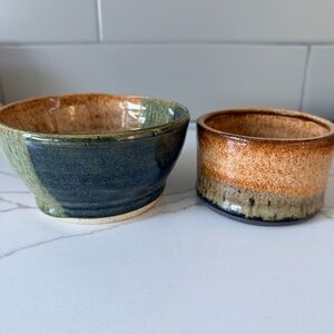 Handcrafted Ceramic Bowls - Green and Brown trinket bowls
